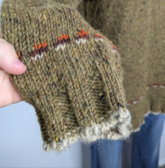 Dyed In The Wool Brown Tan 100% Wool Sweater Made In Ireland L/XL - Picture 4 of 9